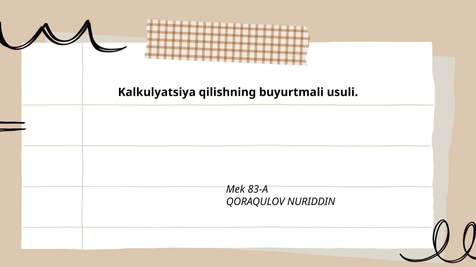 Kalkulyatsiya qilishning buyurtmali usuli