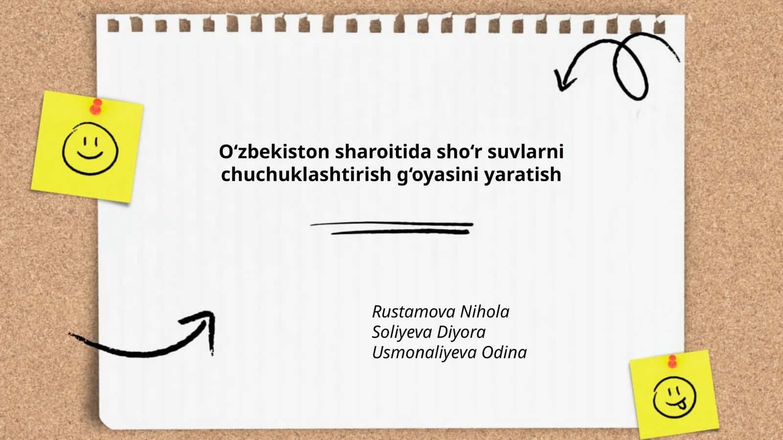 Sho‘r Suvlarni Chuchuklashtirish G‘oyasi