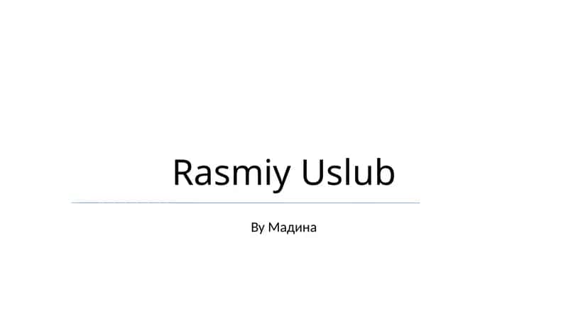 Rasmiy Uslub