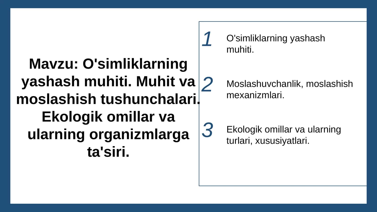 O'simliklarning yashash muhiti