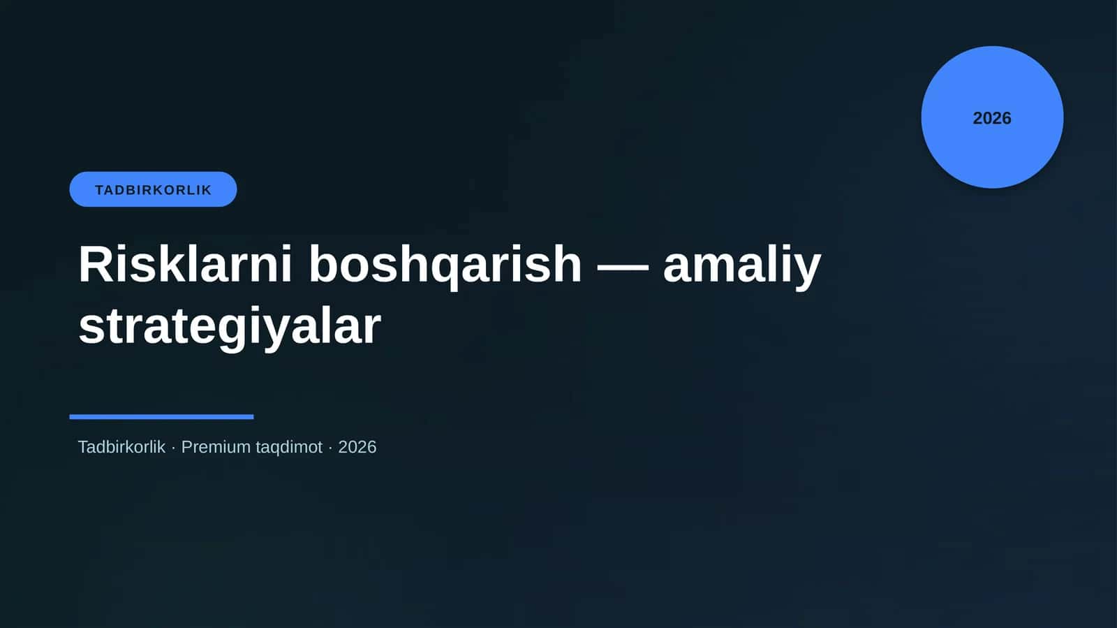 Risklarni boshqarish — amaliy strategiyalar