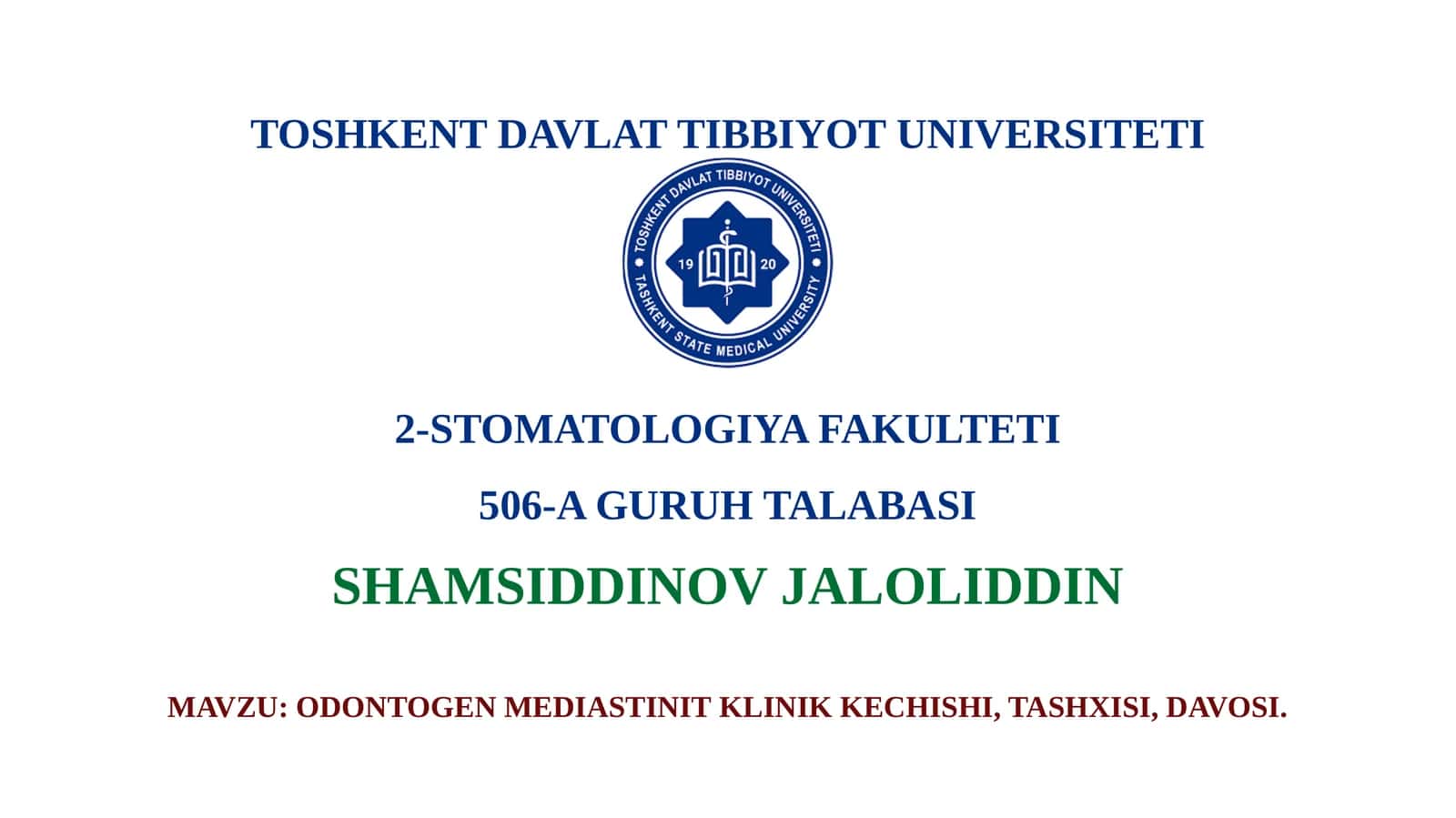 ODONTOGEN MEDIASTINIT