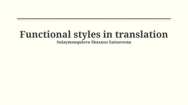 Functional styles in translation