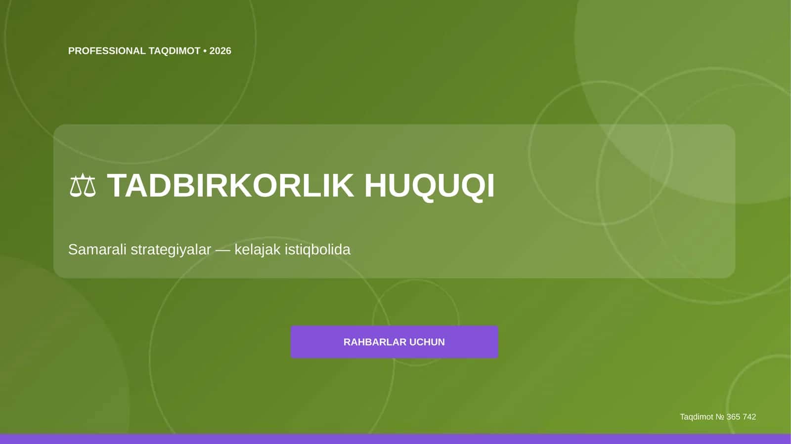 Tadbirkorlik huquqi: samarali strategiyalar (kelajak istiqbolida) [rahbarlar uchun]
