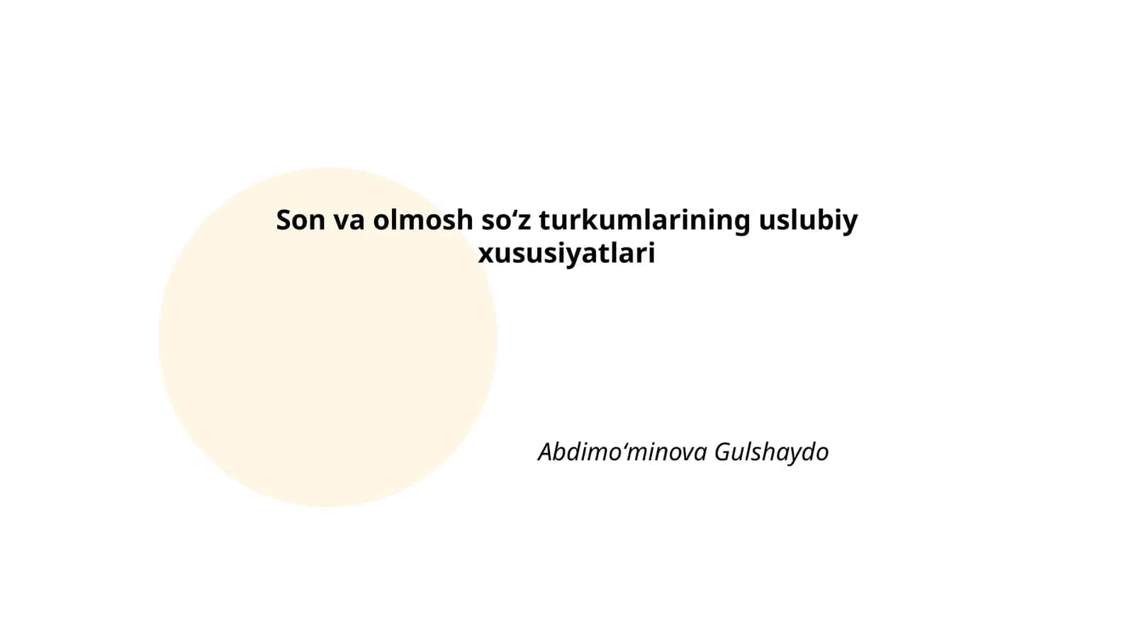 Son va olmosh soʻz turkumlarining uslubiy xususiyatlari