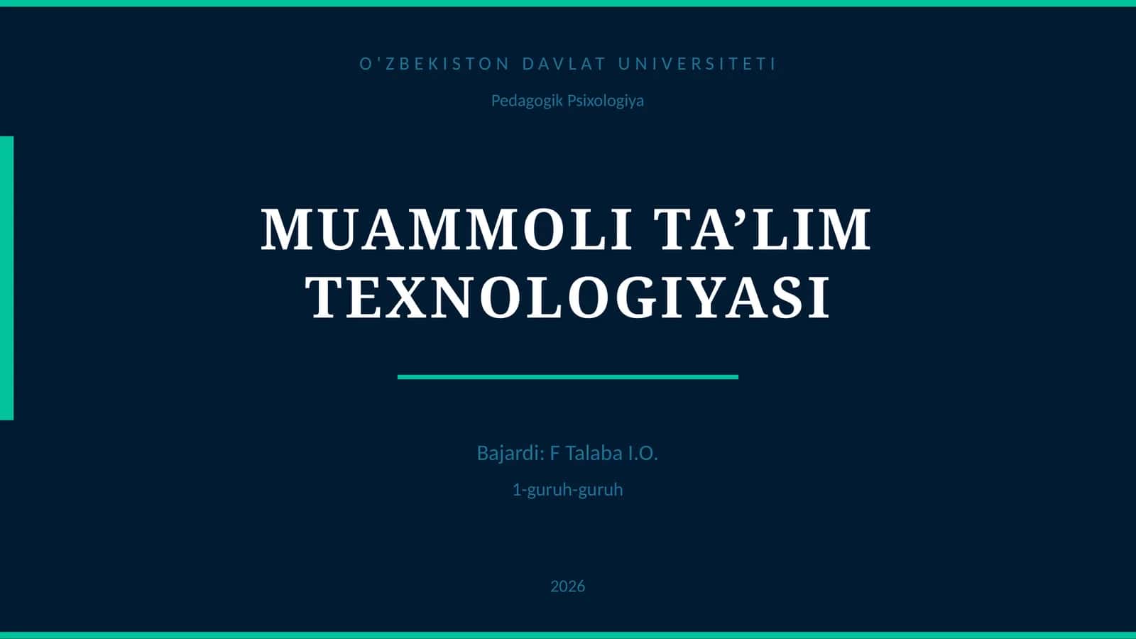 MUAMMOLI TA’LIM TEXNOLOGIYASI