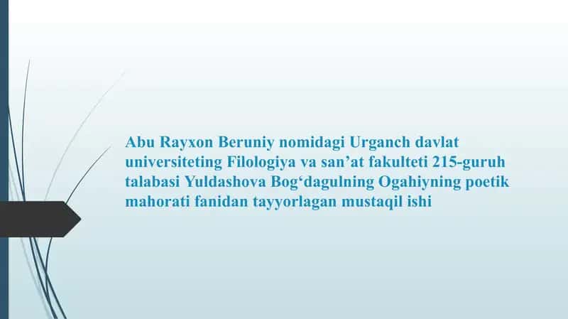 Ogahiyga bag‘ishlangan “Atoqli shoir,tarixnavis, tarjimon” maqolalar to‘plami