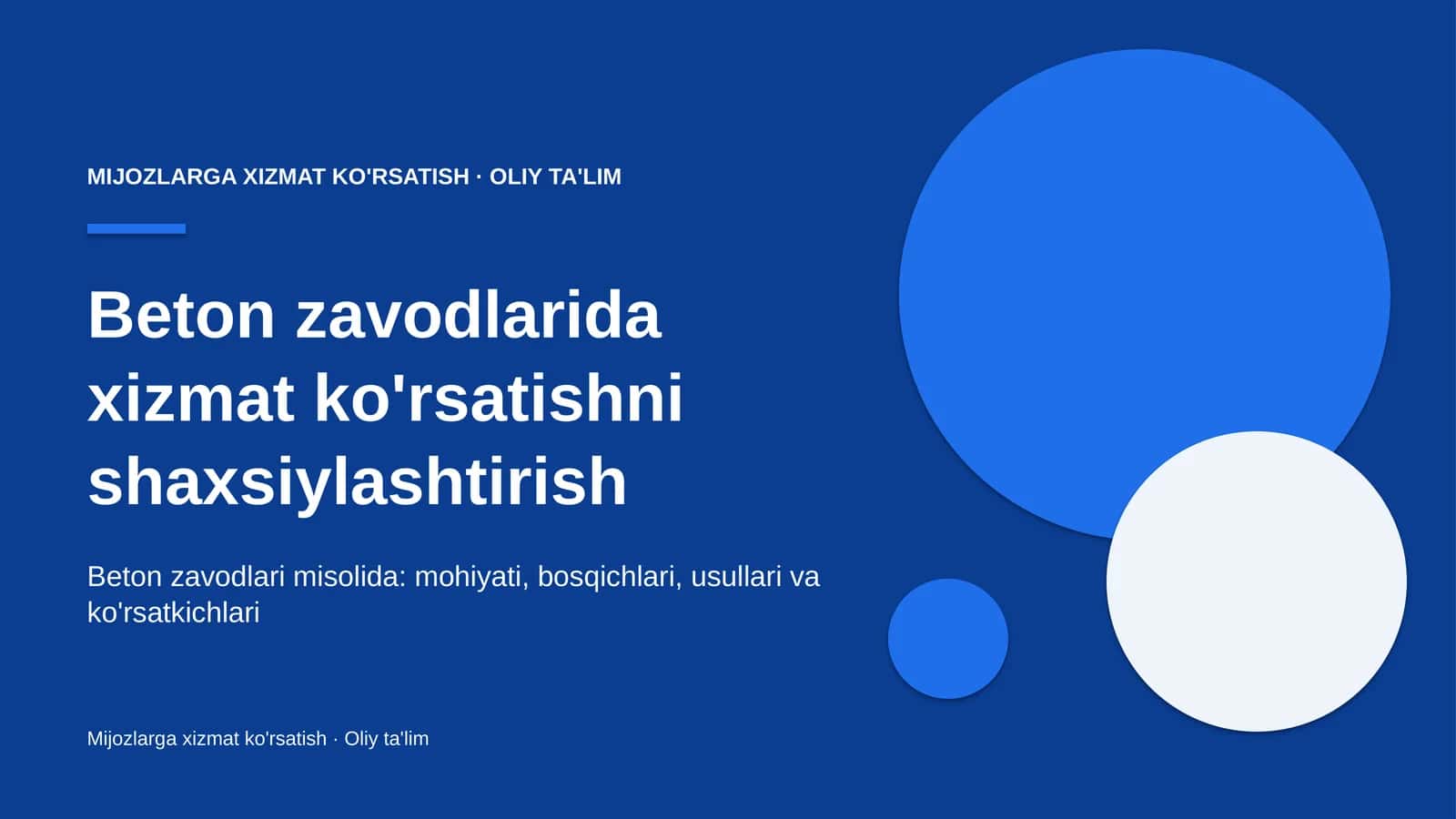 Beton zavodlarida xizmat ko'rsatishni shaxsiylashtirish