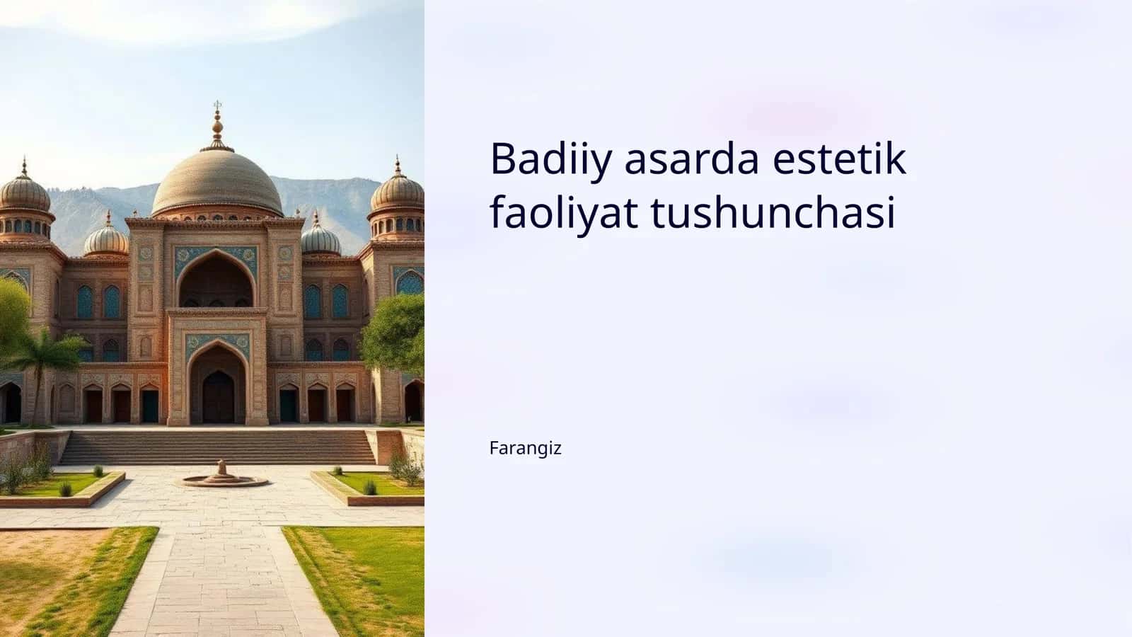 Badiiy asarda estetik faoliyat tushunchasi