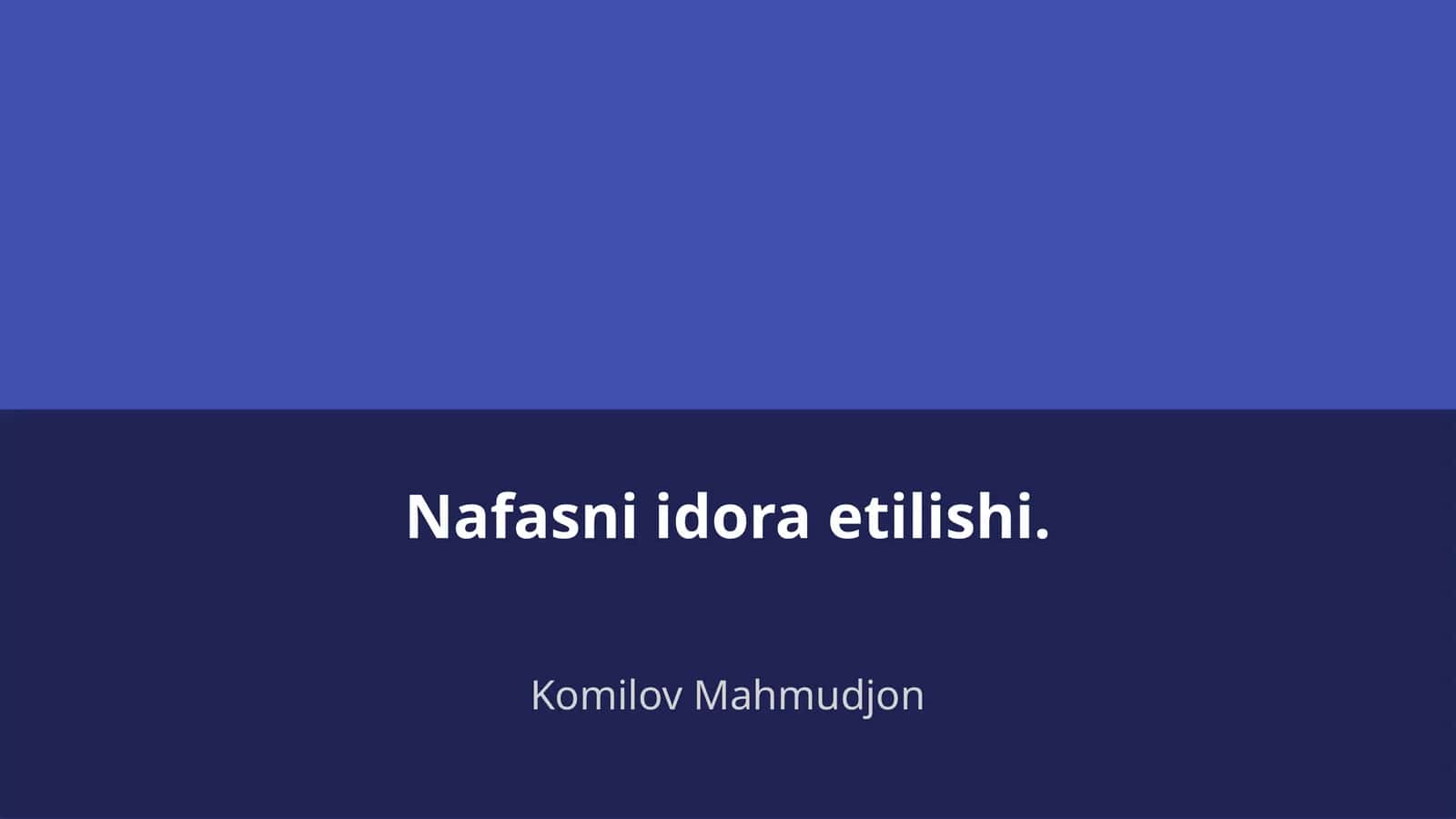 Nafasni idora etilishi