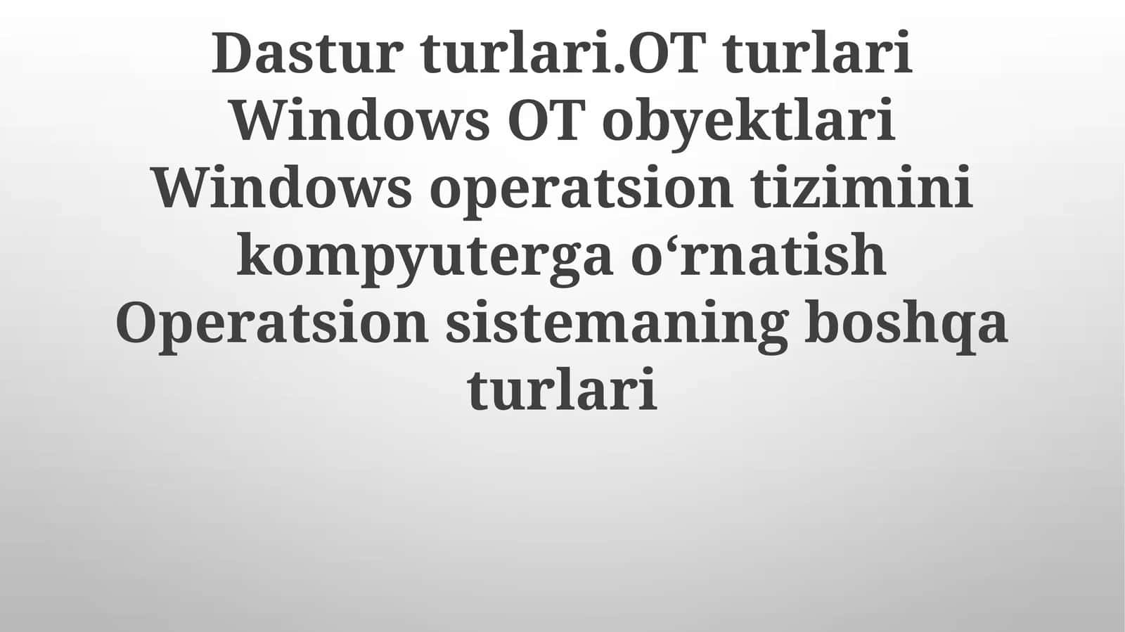 Operatsion tizim turlari