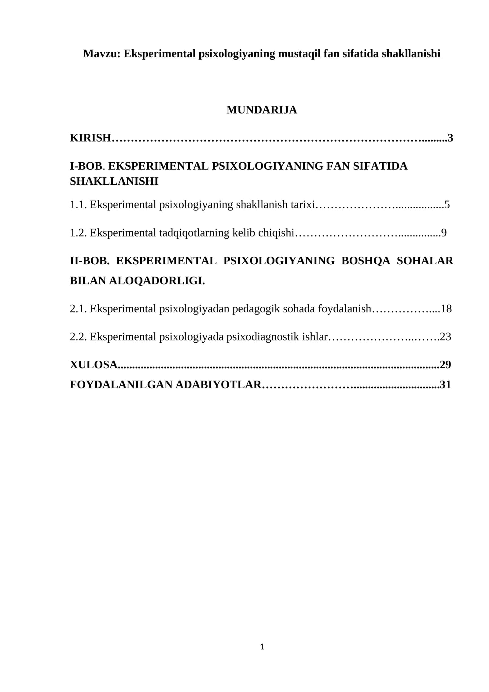 Eksperimental psixologiyaning mustaqil fan sifatida shakllanishi