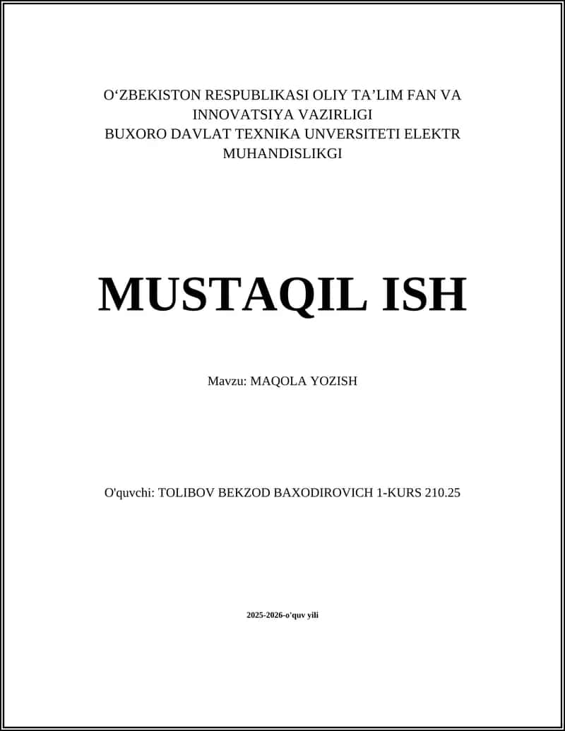 MAQOLA YOZISH