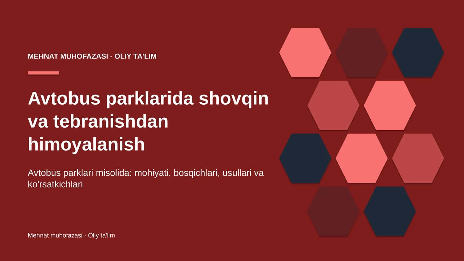 Avtobus parklarida shovqin va tebranishdan himoyalanish