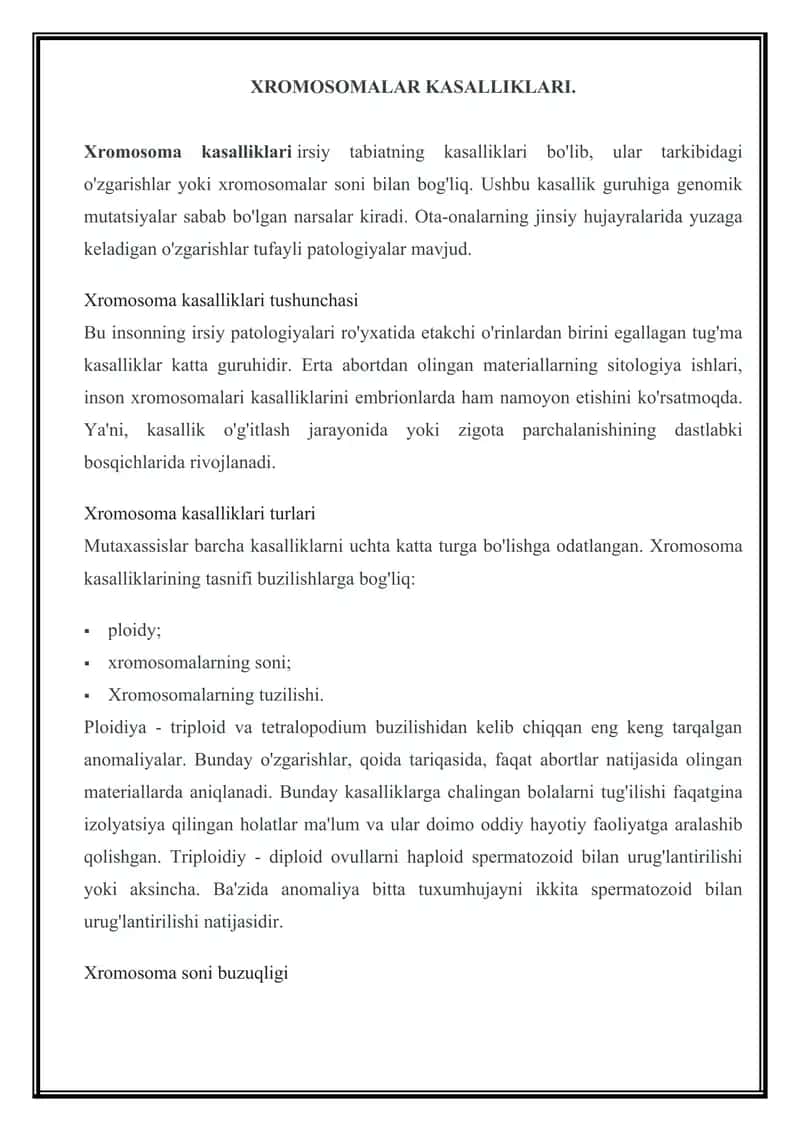Xromosoma kasalliklari