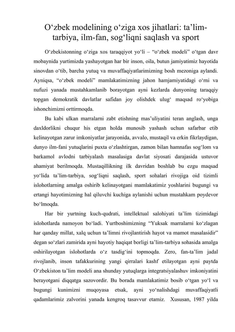 O‘zbek modeli
