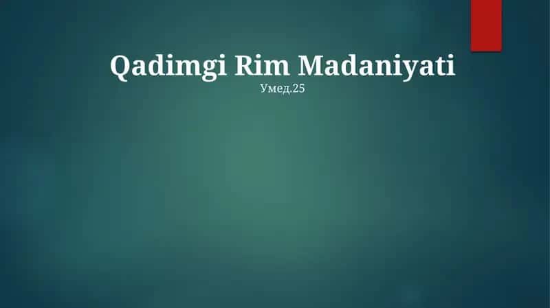 Qadimgi Rim Madaniyati