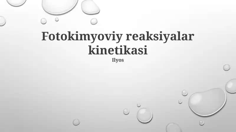 Fotokimyoviy reaksiyalar kinetikasi