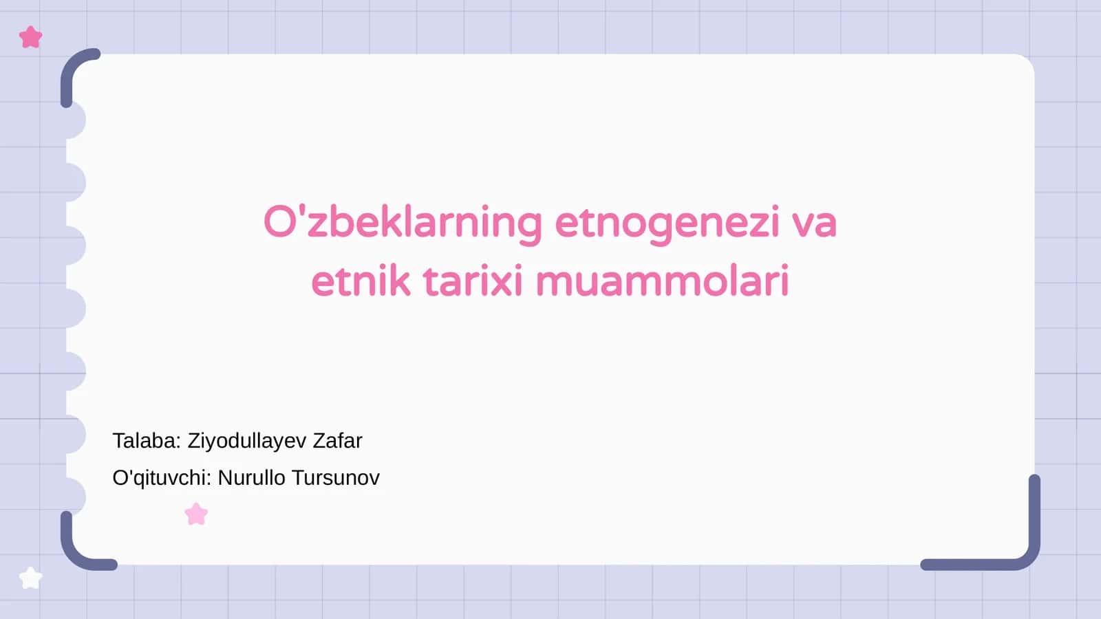 O'zbeklarning etnogenezi va etnik tarixi muammolari