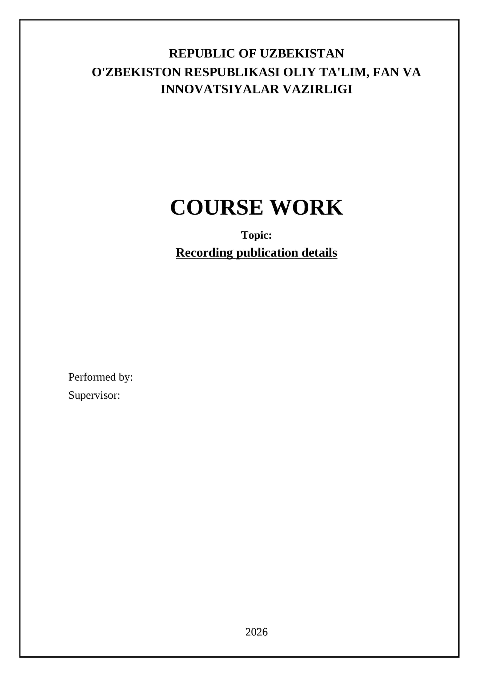 Recording publication details