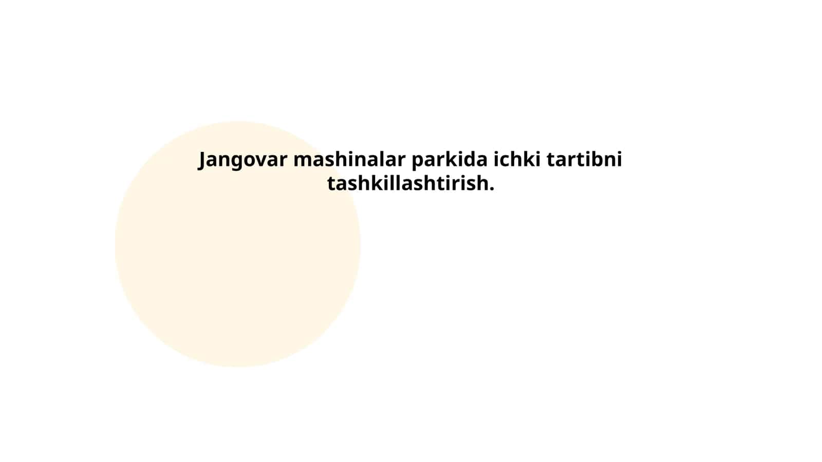 Jangovar mashinalar parkida ichki tartibni tashkillashtirish