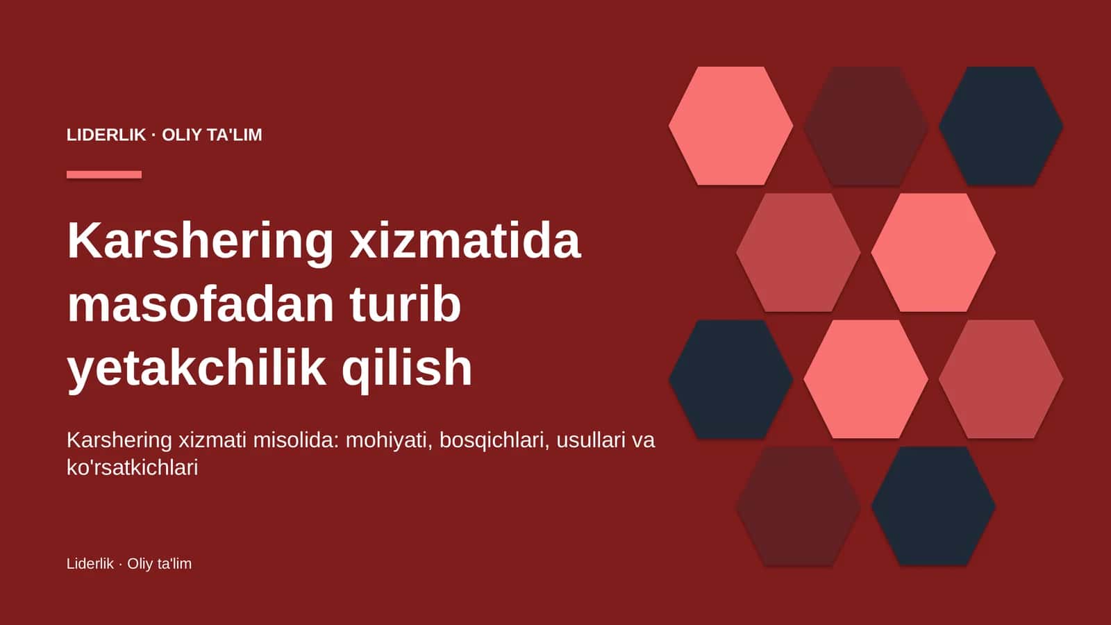 Karshering xizmatida masofadan turib yetakchilik qilish