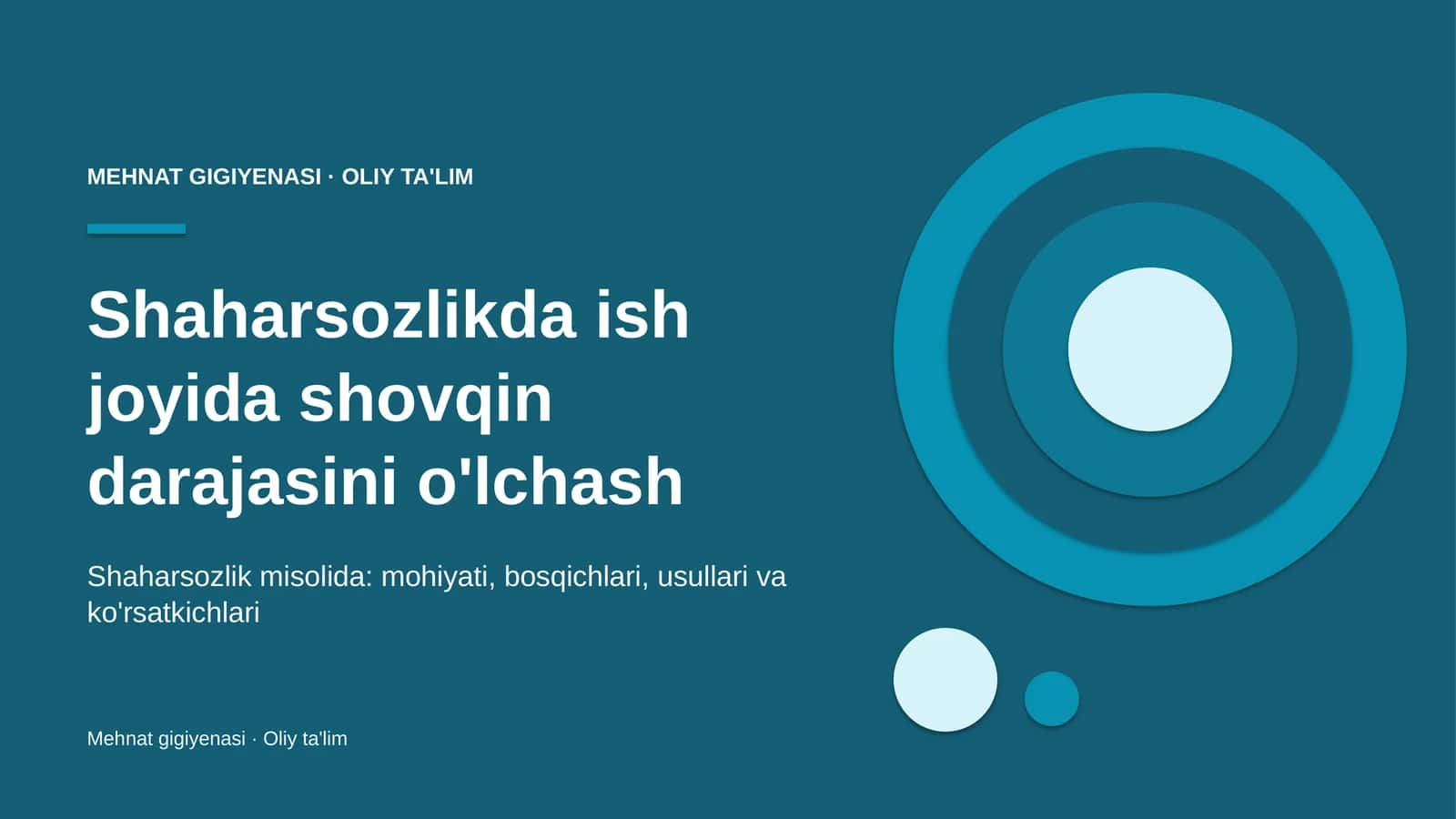 Shaharsozlikda ish joyida shovqin darajasini o'lchash