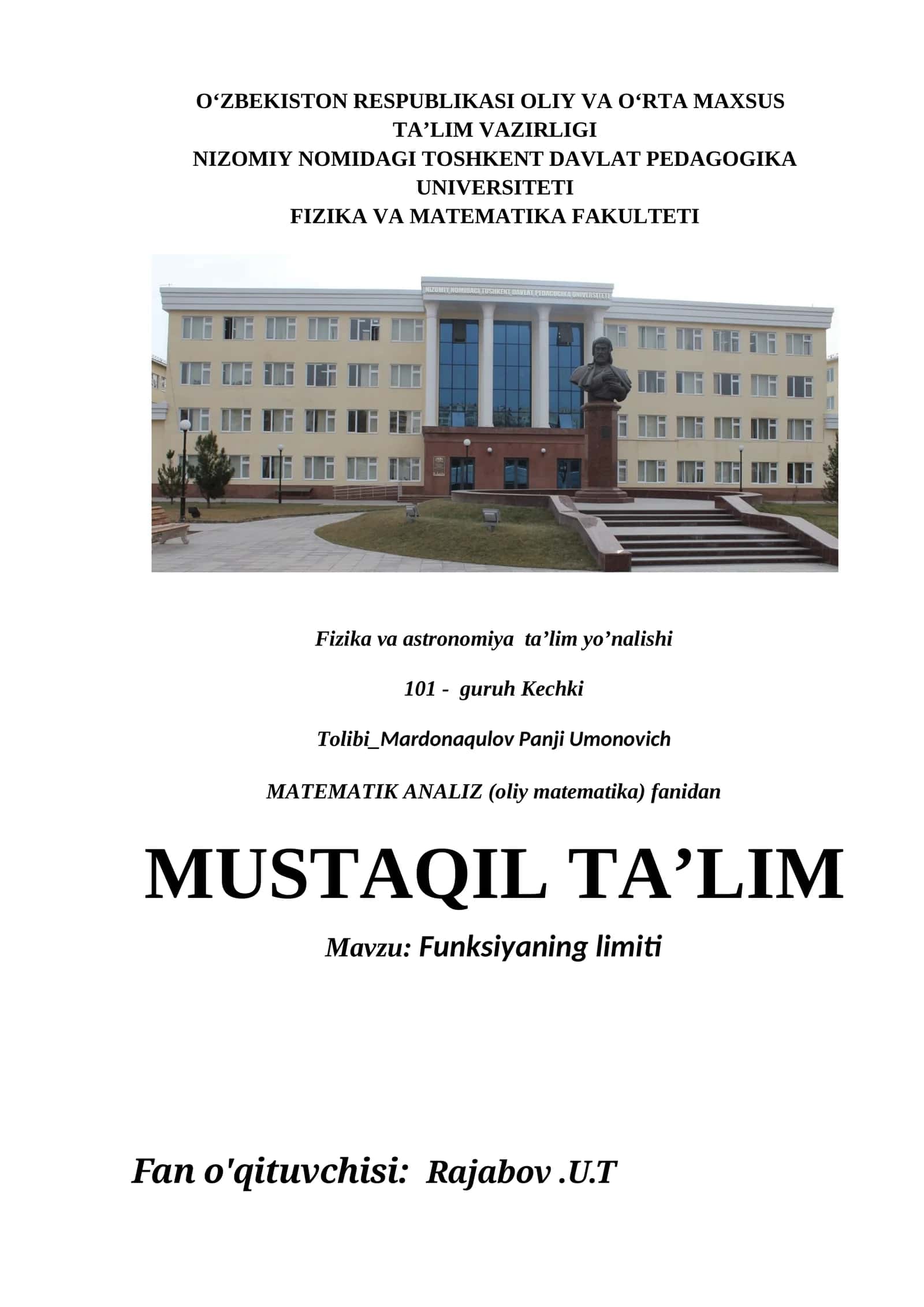 Funksiyaning limiti