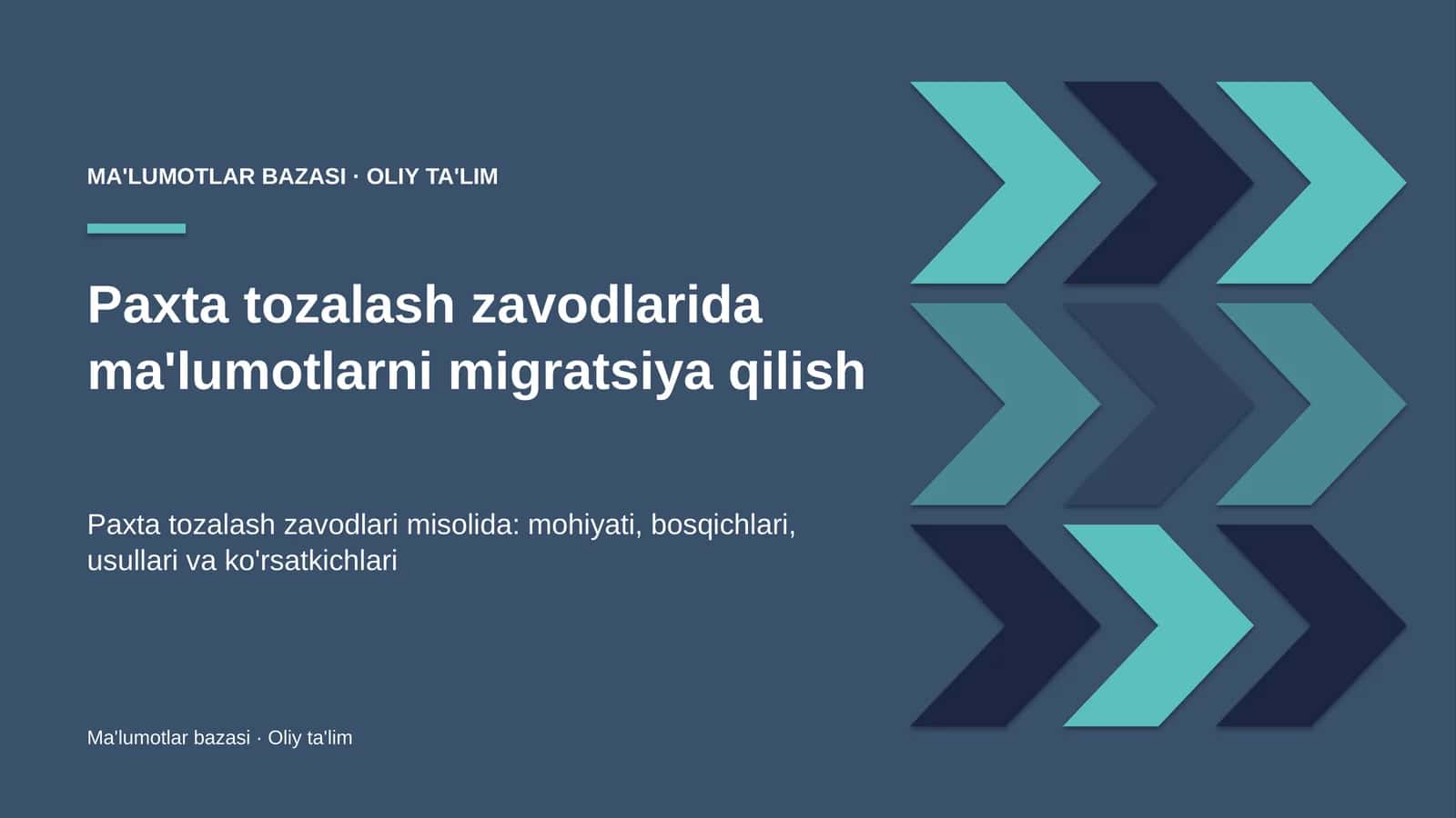 Paxta tozalash zavodlarida ma'lumotlarni migratsiya qilish