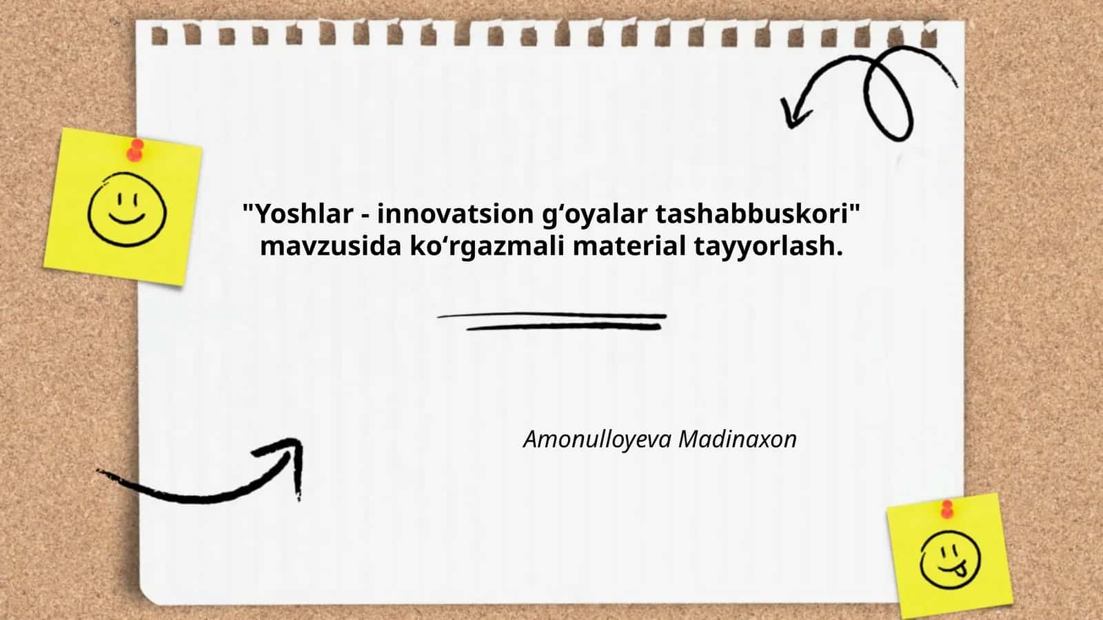 Yoshlar - innovatsion gʻoyalar tashabbuskori: ko‘rgazma uchun kirish paneli