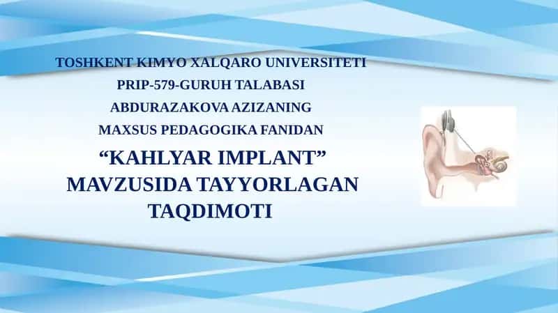 KAHLYAR IMPLANT TAQDIMOTI