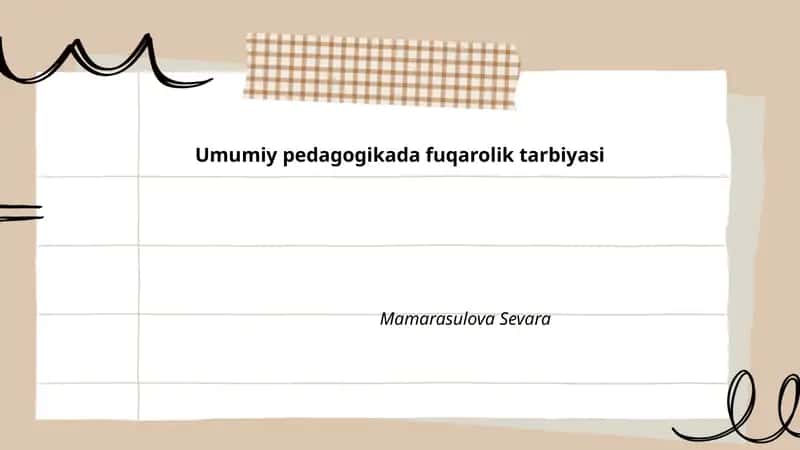Umumiy pedagogikada fuqarolik tarbiyasi