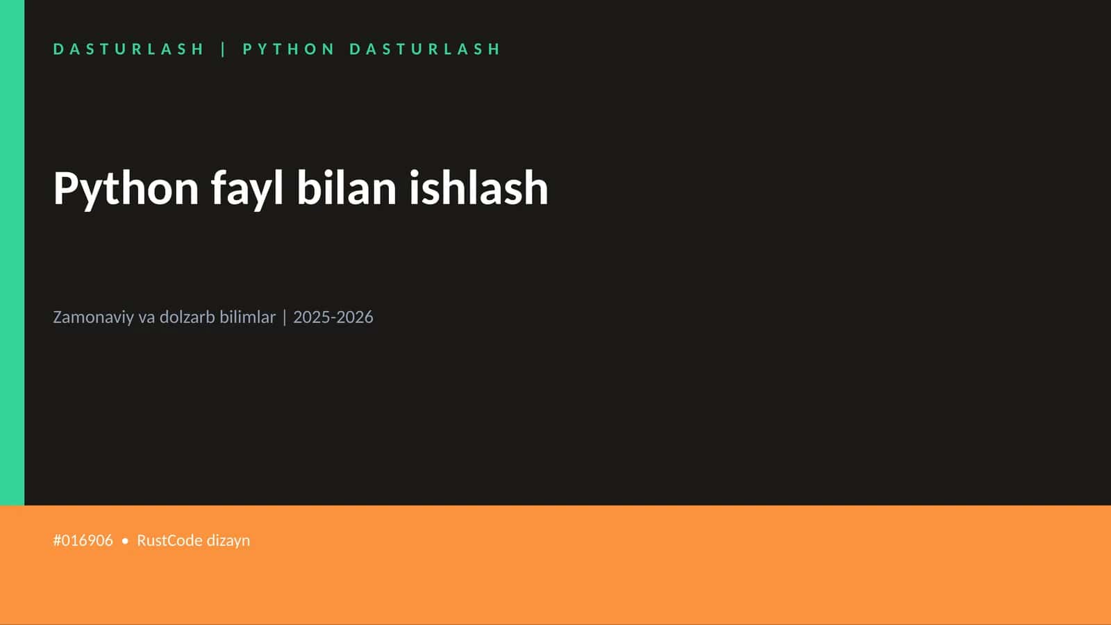 DASTURLASH | PYTHON DASTURLASH
