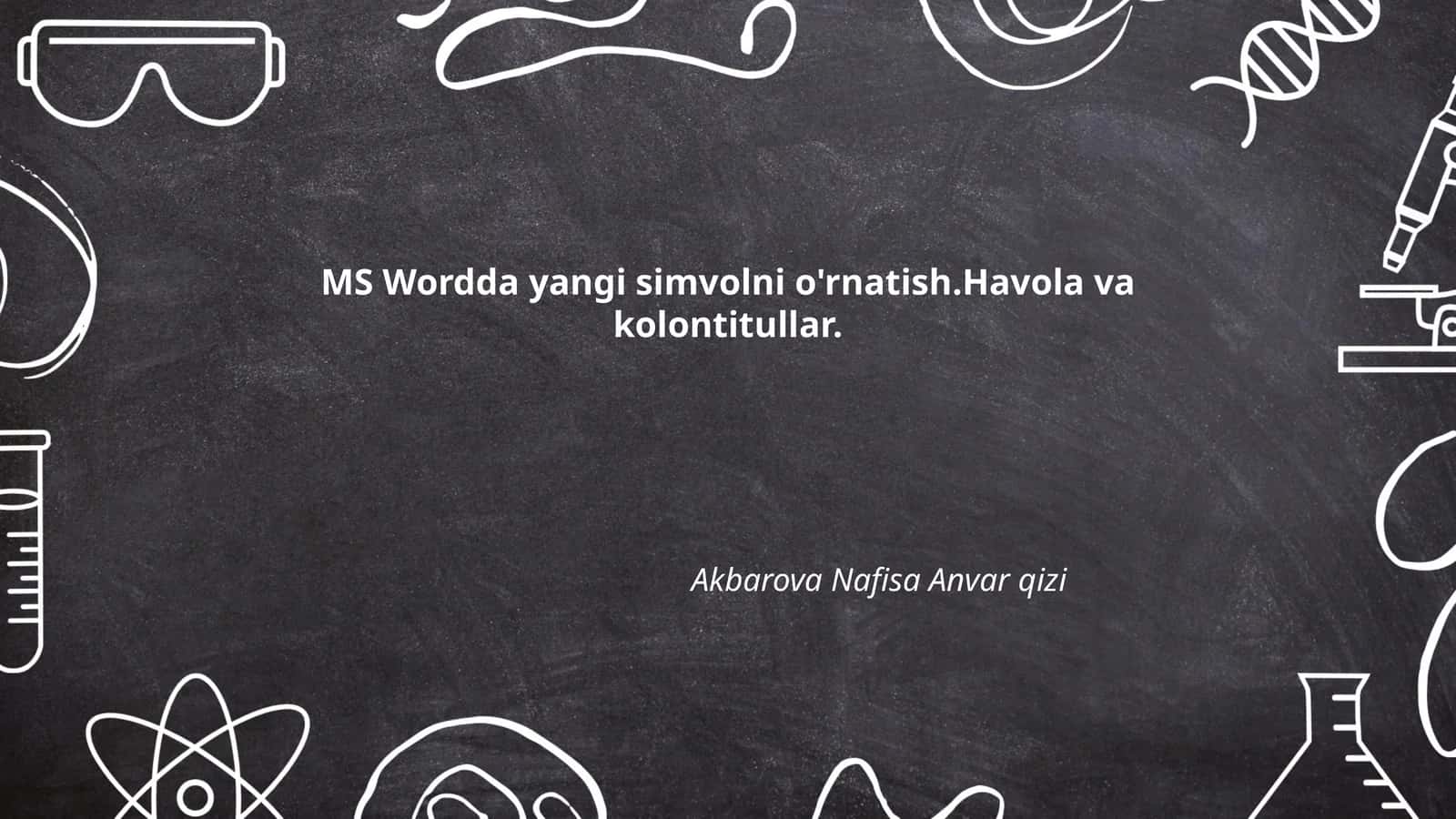MS Wordda yangi simvolni o'rnatish