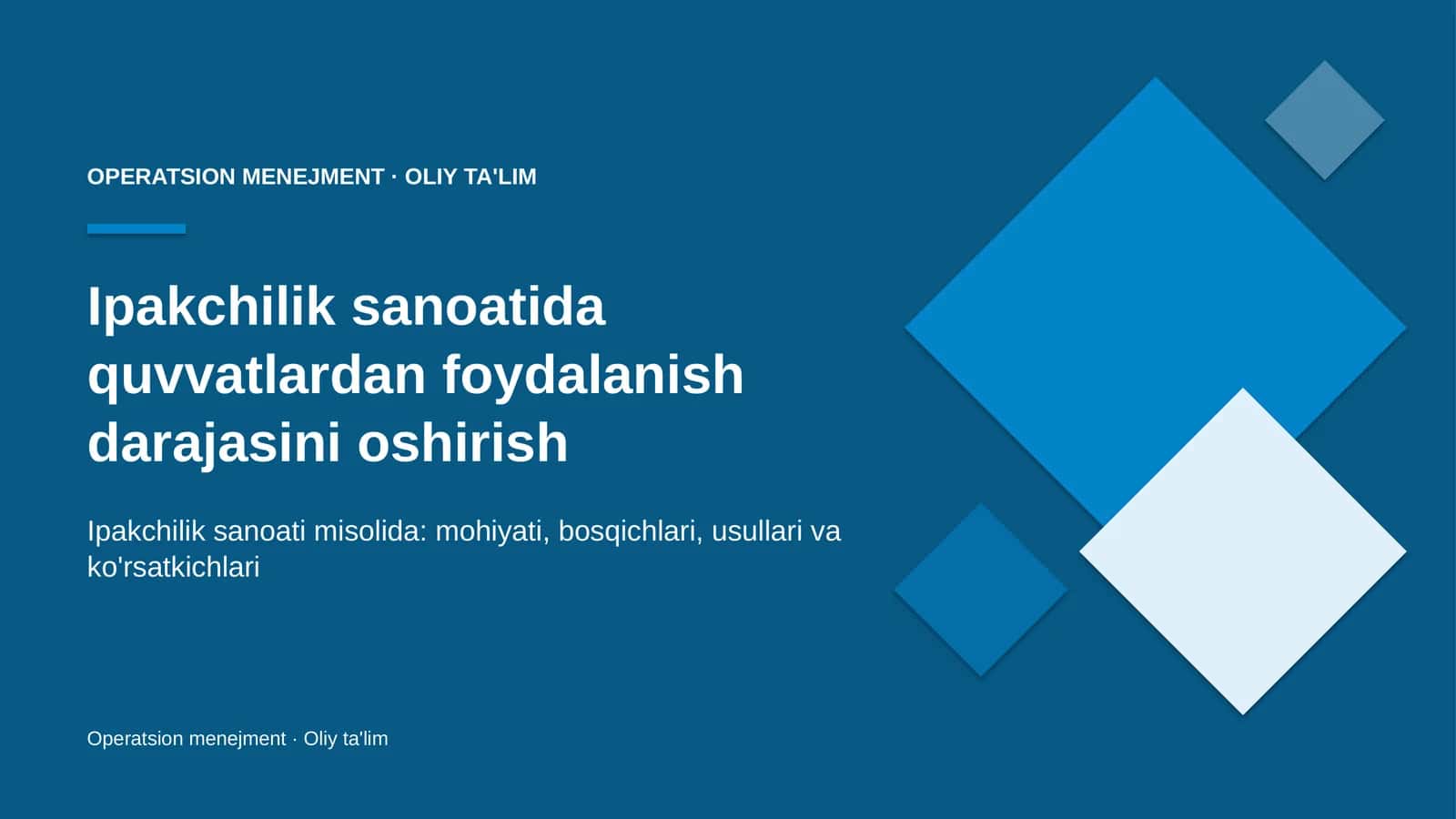 Ipakchilik sanoatida quvvatlardan foydalanish darajasini oshirish