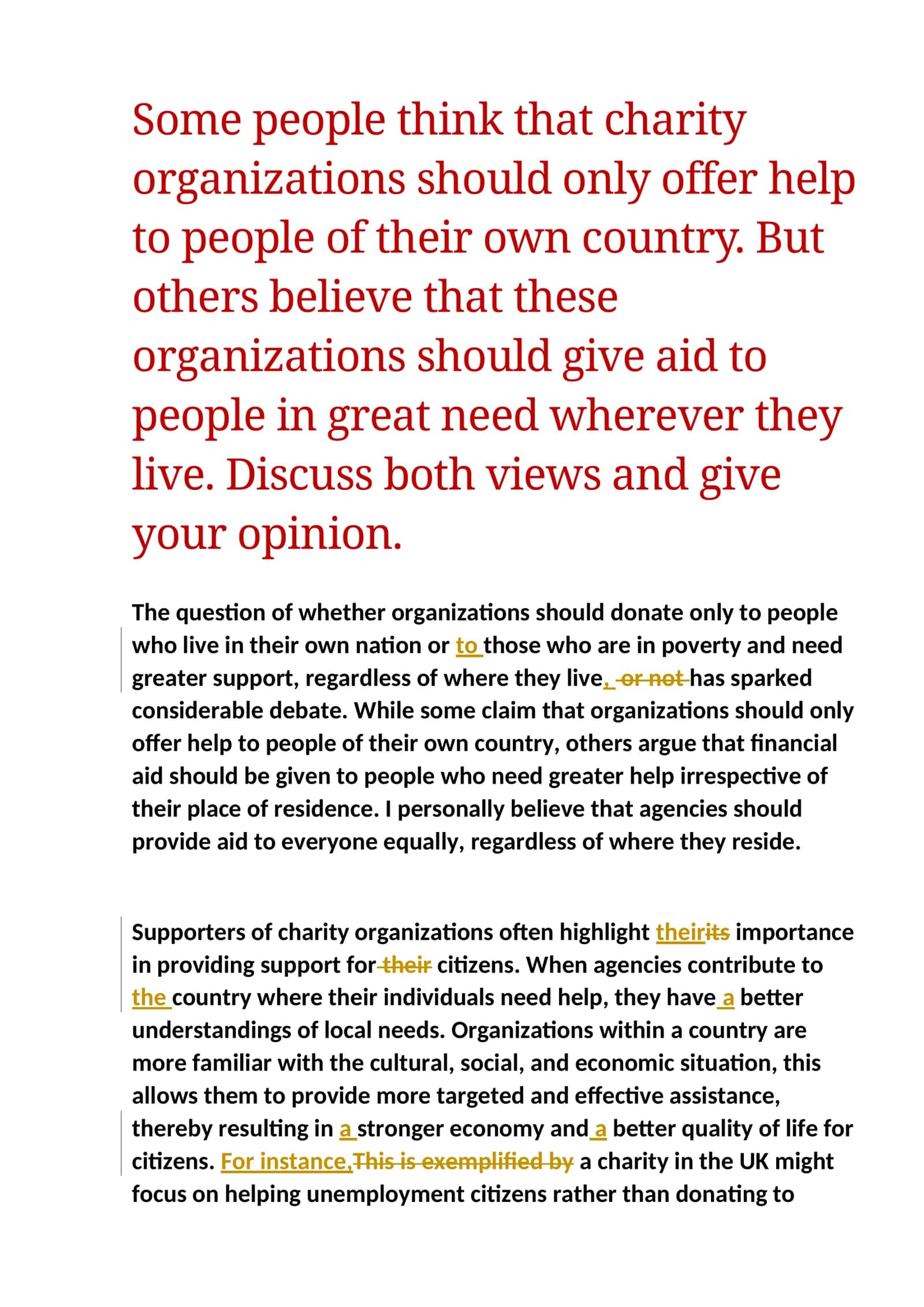 Charitable Organizations Aid Debate