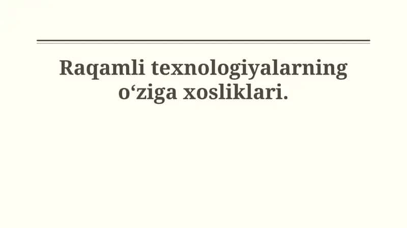 Raqamli texnologiyalar