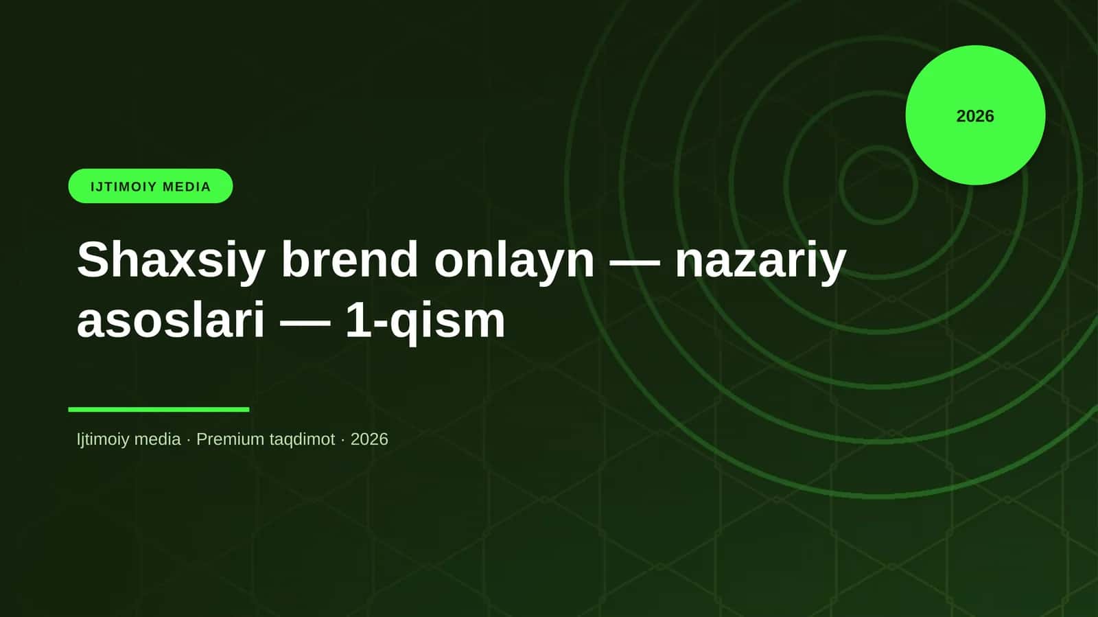 Shaxsiy brend onlayn — nazariy asoslari — 1-qism