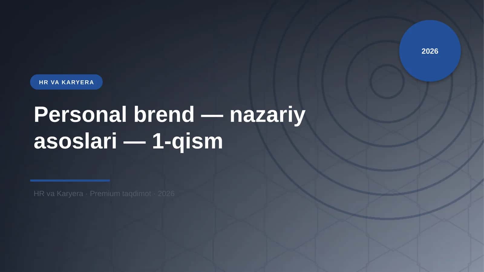 Personal brend — nazariy asoslari — 1-qism