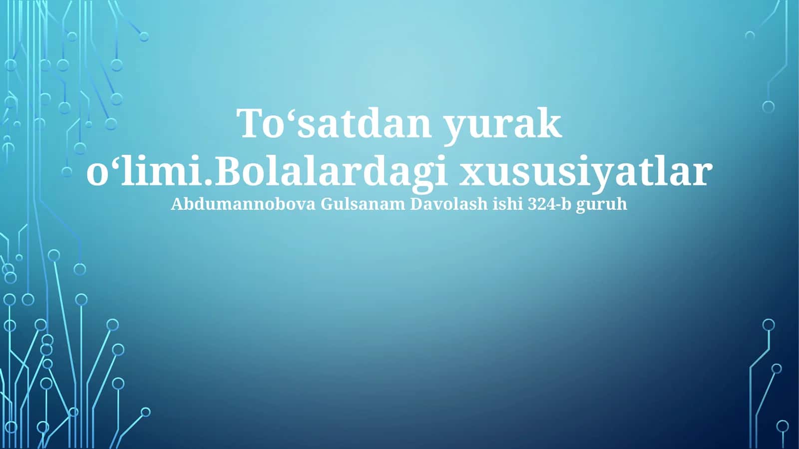 Toʻsatdan yurak oʻlimi.Bolalardagi xususiyatlar