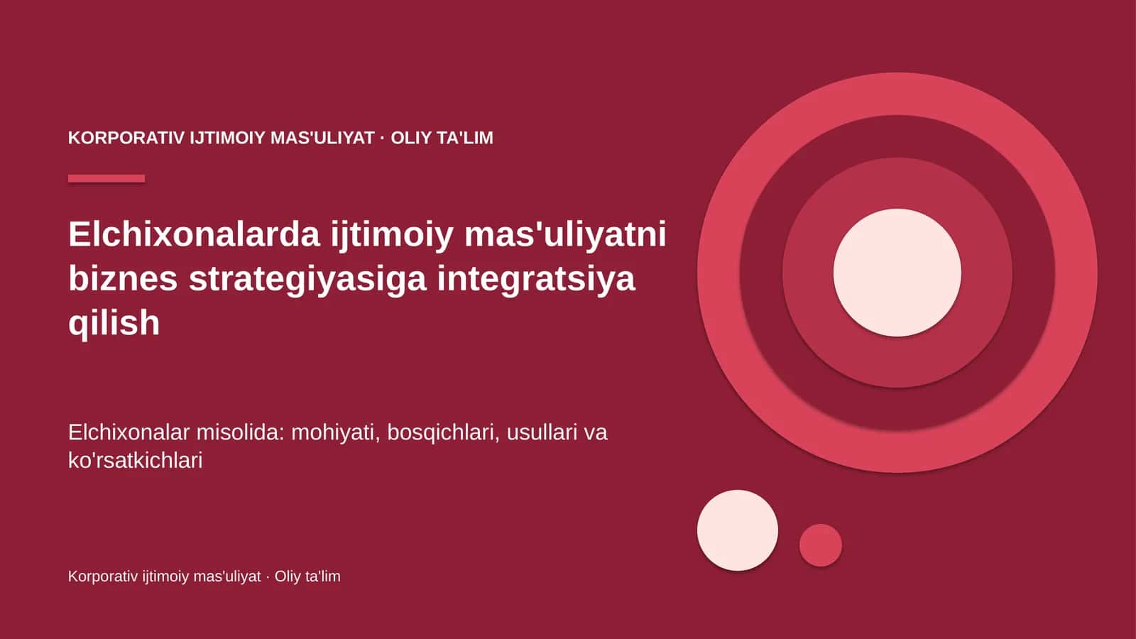Elchixonalarda ijtimoiy mas'uliyatni biznes strategiyasiga integratsiya qilish