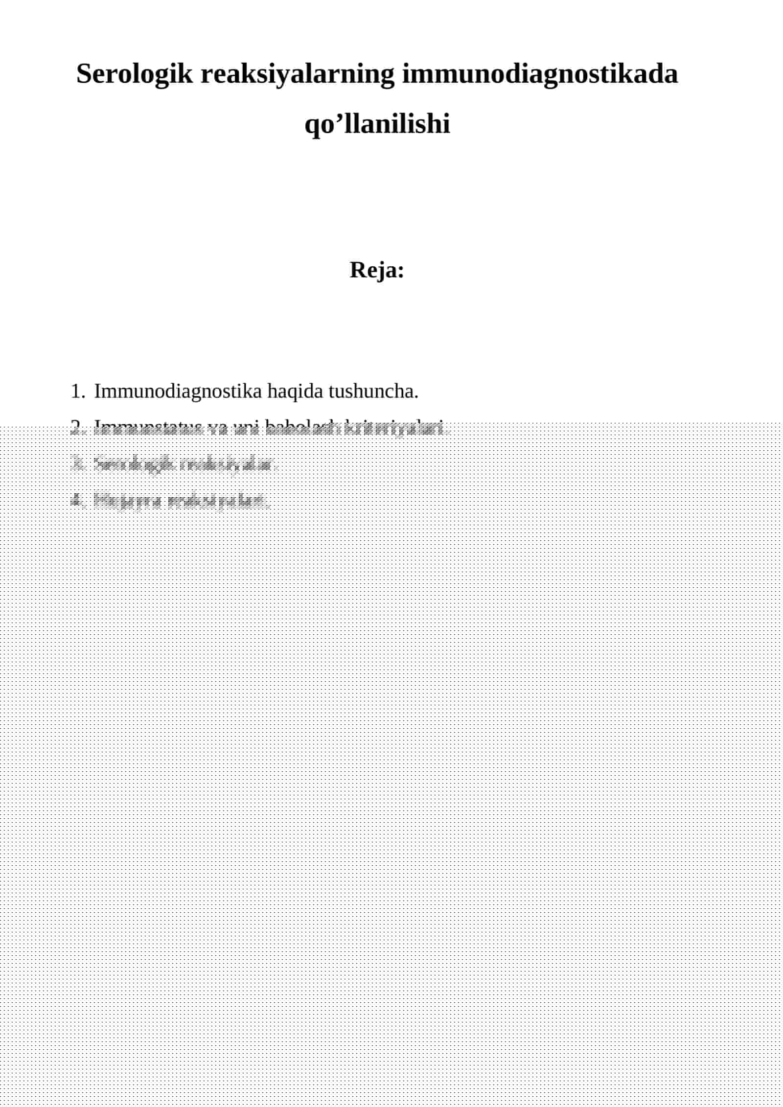 Serologik reaksiyalarning immunodiagnostikada qo’llanilishi