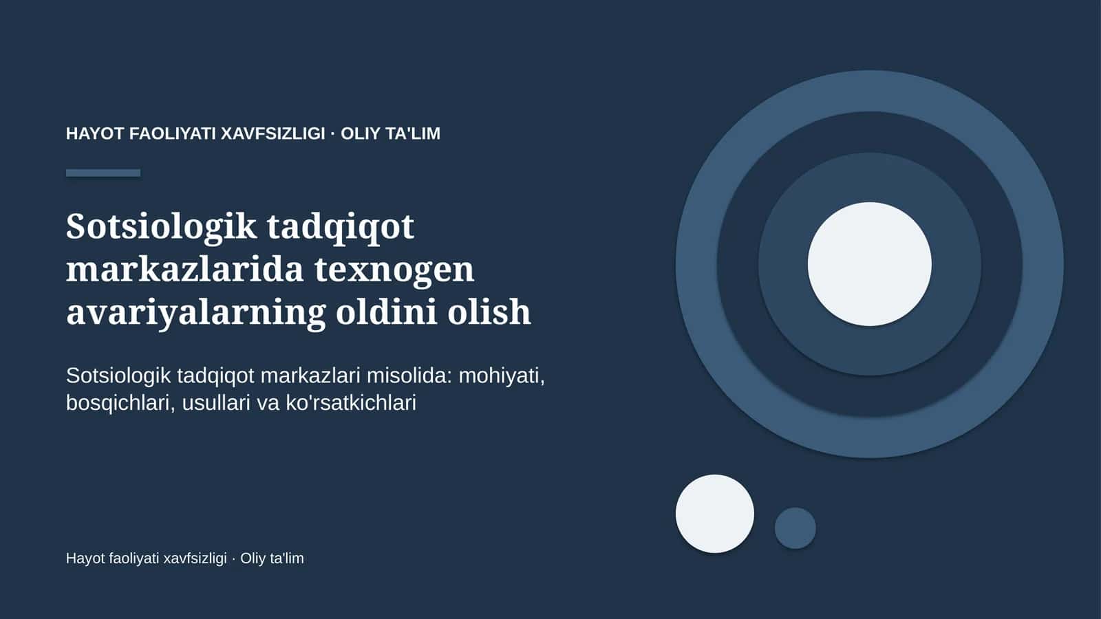 Sotsiologik tadqiqot markazlarida texnogen avariyalarning oldini olish