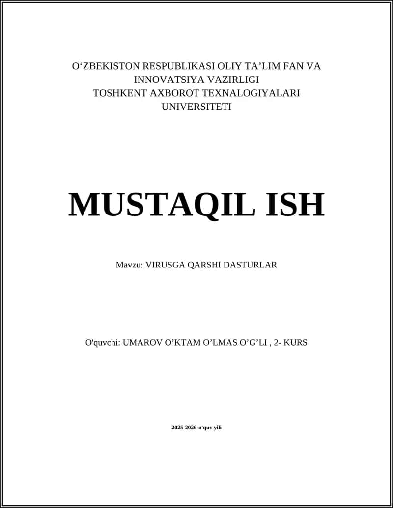 VIRUSGA QARSHI DASTURLAR