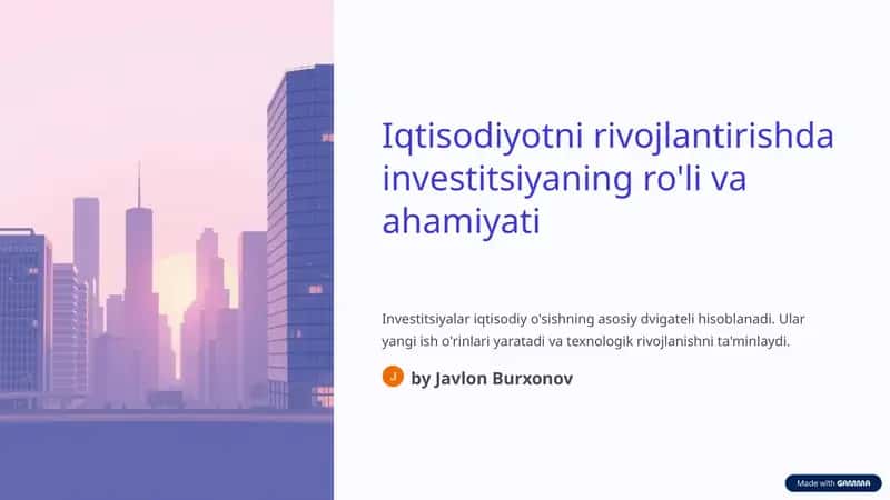 Investitsiyaning iqtisodiy o'sishdagi nazariy asoslari
