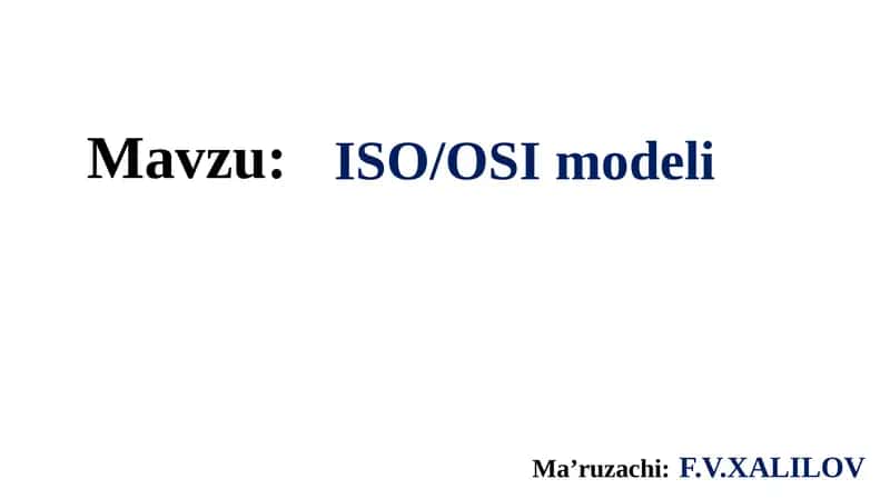 ISO/OSI modeli