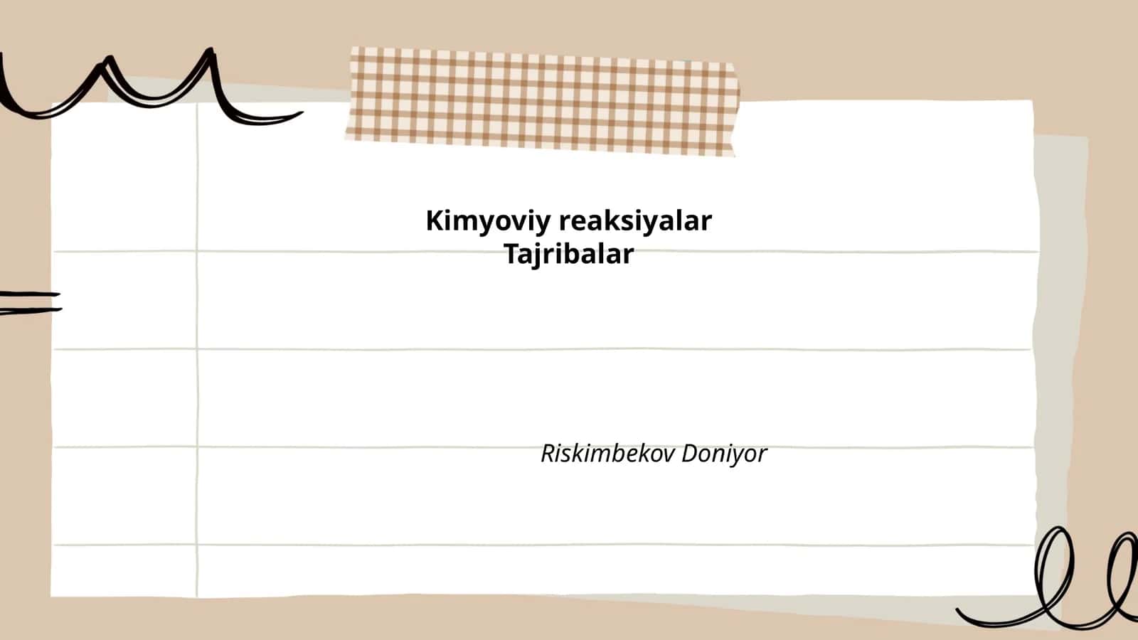Kimyoviy reaksiyalar Tajribalar
