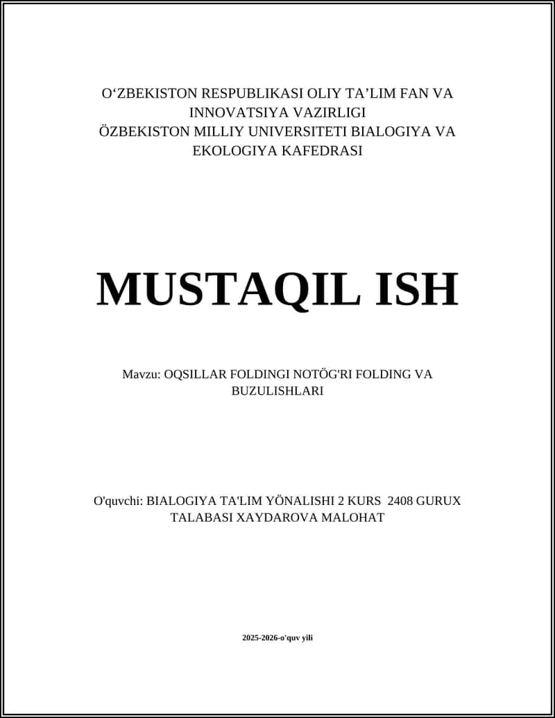 Oqsillar Foldingi