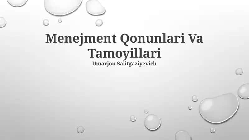 Menejment Qonunlari Va Tamoyillari