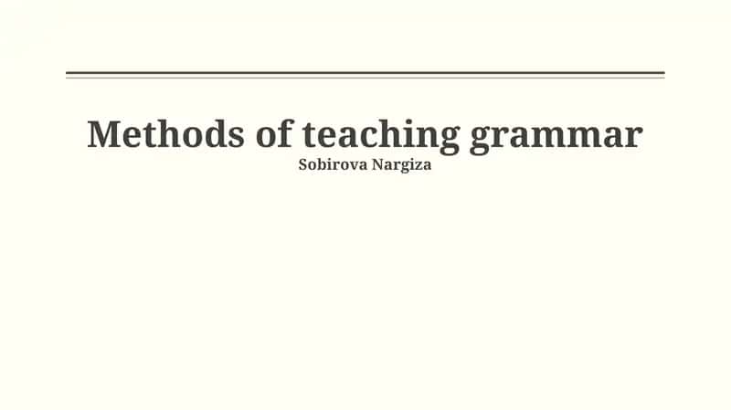 Methods of teaching grammar